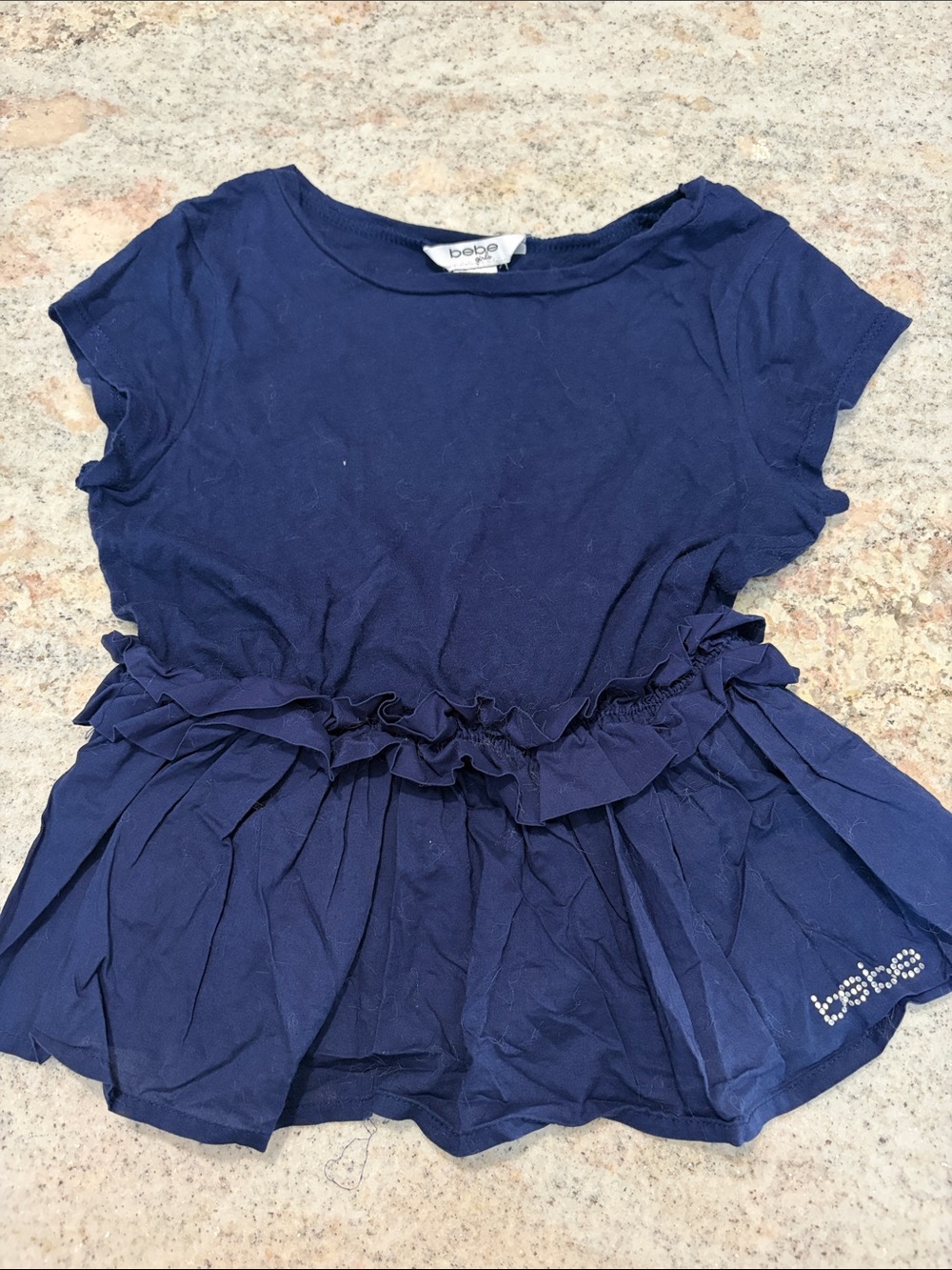 10/$30 bebe Navy Ruffle Waist Peplum Top